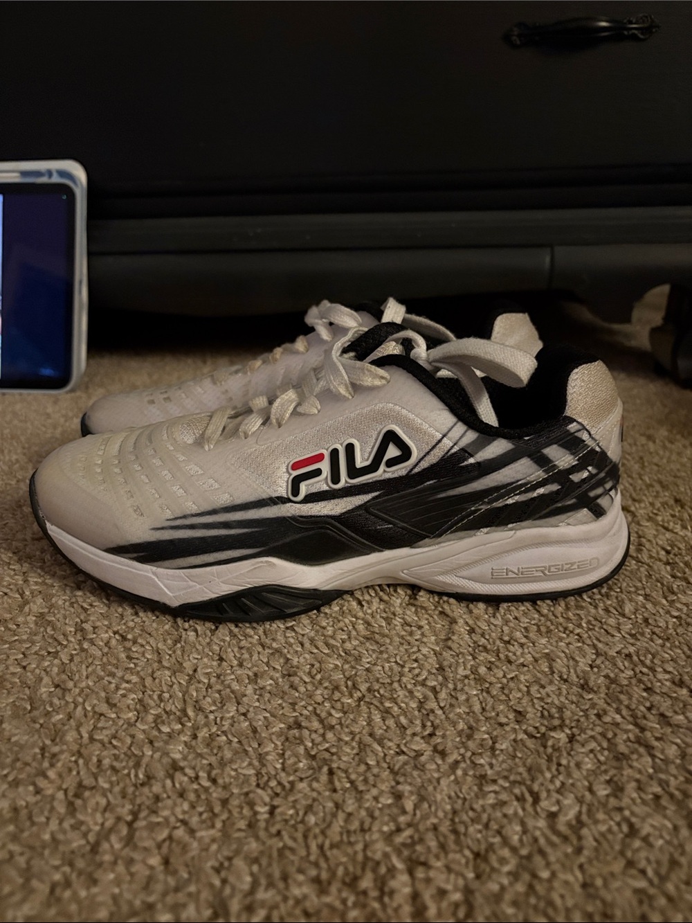 FILA Women’s White, Black & Red Logo Tennis Sneakers